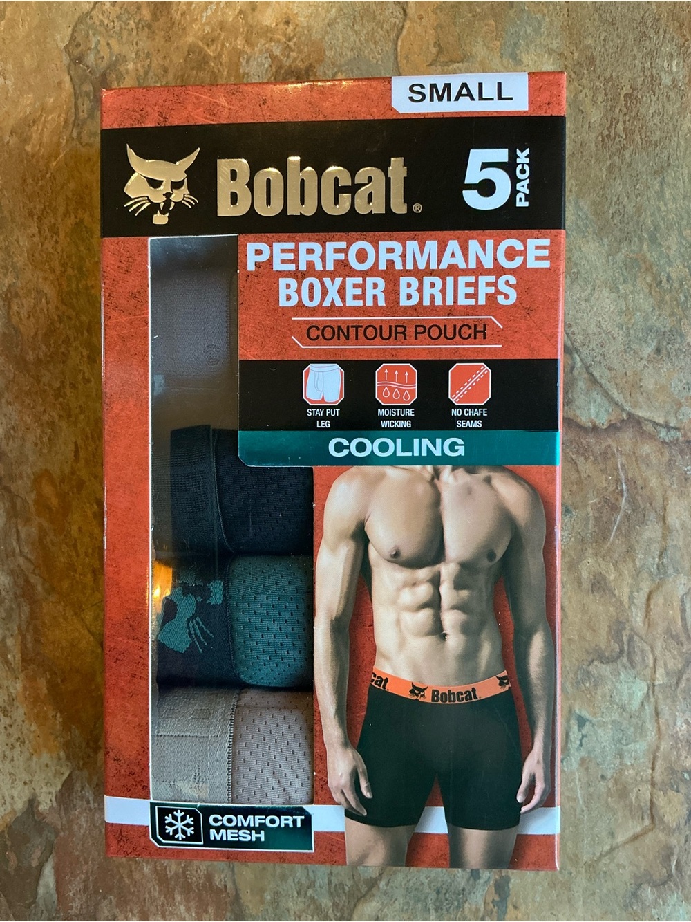 Performance Cooling Boxer Briefs - Small - Black/Teal/Tan (5 Pack)